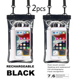 2pcs Oversized Mobile Phone Waterproof Dustproof Bag Touch Screen (Color: 2pcs- Black)