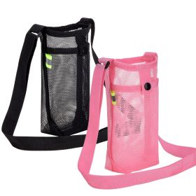 2pc Water Bottle Holder With Adjustable Shoulder Strap For Outdoor Activities (Color: Black + Rose Red)